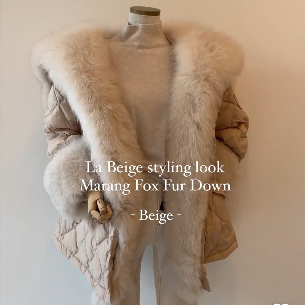 Fox fur trimming down jacket